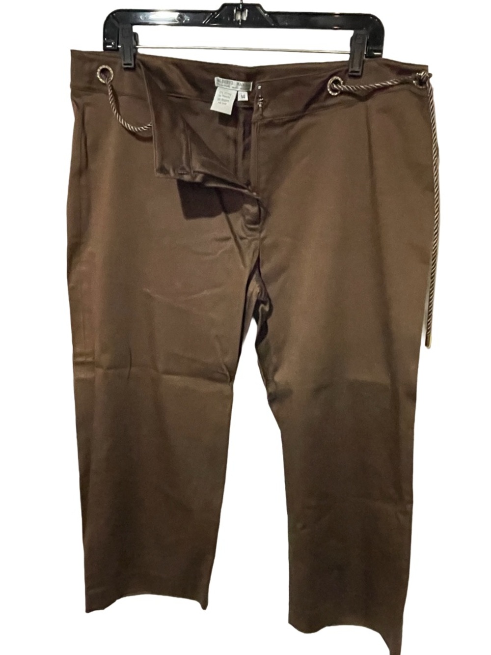 Alberto Makali Women’s Brown Cropped Pants with Rope Waist Detail Size 14